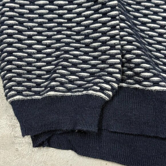 $275 IKKS Men Sweater Textured Knit Fabric Cotton Viscose Black/White XL - Picture 3 of 8